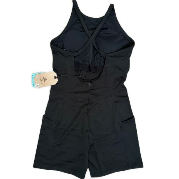 Prana Becksa Shortie One Piece Fitted Romper Built in Bra - Black Sz Medium $99 - Picture 3 of 8